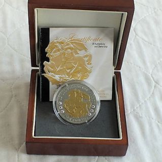 2009 GEORGE AND THE DRAGON TDC £5 RHODIUM PLATED SILVER PROOF WITH 6