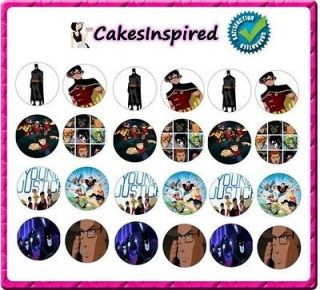 24 x YOUNG JUSTICE Kids Edible Rice Paper Cupcake Fairy CAKE TOPPERS