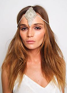 Vintage Style Crystal Pearl Bridal Chain Headpiece Headband Grecian