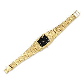 New 10k Gold Mens Black Dial Square Face Nugget 8 Watch