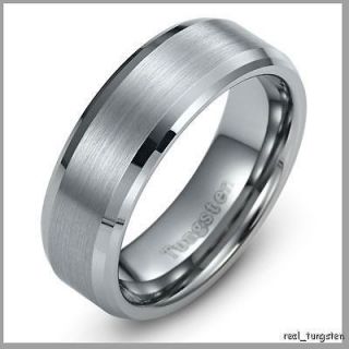 Mens 8mm Tungsten Carbide Ring Black Comfort Fit Wedding Band Jewelry
