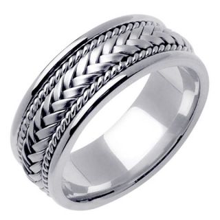 mm Hand Braided Wedding Ring Band 14K White Gold 4 11
