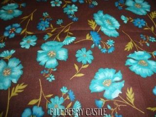 Curtain VALANCE Handmade in USA TEAL Turquoise blue FLORAL Dark