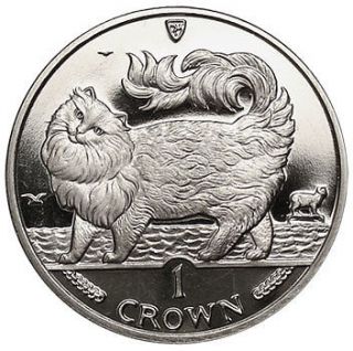 ISLE OF MAN 1 CROWN 1993 UNC  MAINE COON CAT 