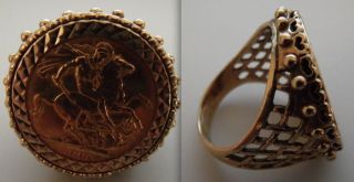 Full Elizabeth II Sovereign Coin / Ring Wearable , 15.5 Grams Gold
