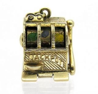 9Ct Solid Gold Fruit Machine One Arm Bandit Charm Rotating Reels