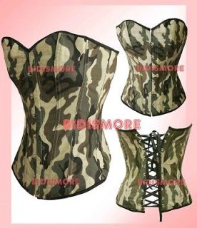 Army Green Camoflage Bustier Boned Corset Top M