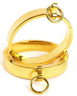 HANDCUFFS GOLD LOCKING WRIST/ANKLE SHACKLES POLISHED HANDCUFFS SIZE