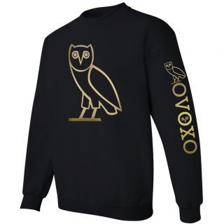 Drake owl Sweater Crewneck Sweatshirt Gold Logo Front and Sleeve S 5XL