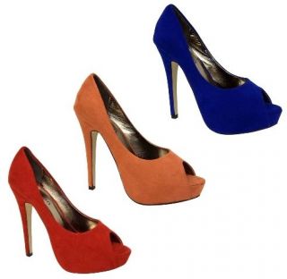 New Womens Red Orange Blue 5 Inch High Heels Peeptoe Platform Shoes
