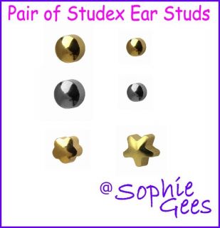 PAIR STUDEX EAR STUDS Piercing Earings 1.2mm MINI BALL or REG BALL