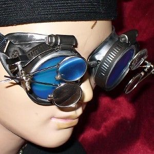 Steampunk Goggles Glasses magnifying lens Silver B.D