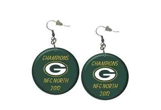 Packers NFC North Champions Football Button Dangle Earrings Green Bay