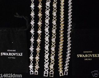 Swarovski Crystal Tennis Bracelet 14k Gold or Sterling Silver Overlay