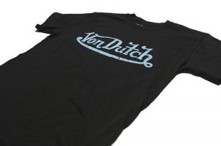 Mens Von Dutch Black T Shirt Blue Signature (Made In America) S XXL