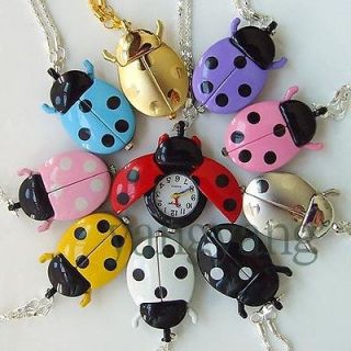 10pcs mixed bulk lot Ladybug Necklace Pendant Watches GL2M