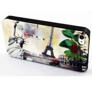Eiffel Tower & Statue of Liberty Image Back Cover Hard Skin Case for