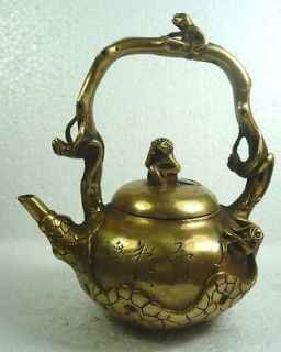 collectable China brass monkey exquisite Teapot pot