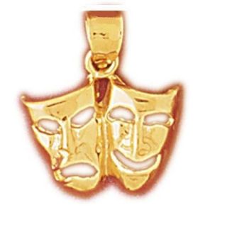 LAUGH NOW, CRY LATER DRAMA MASK Pendant / Charm 14k Yellow Gold