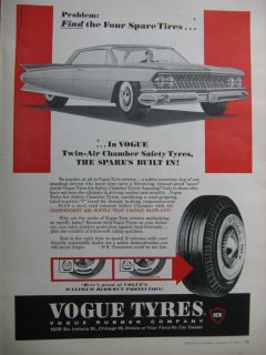 Vogue Tyre AD *Orignal AD 1961 VOGUE TIRES