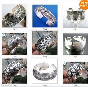 Hot Sell New Tibetan Tibet Silver Carved Lucky Bangle Bracelet TB999
