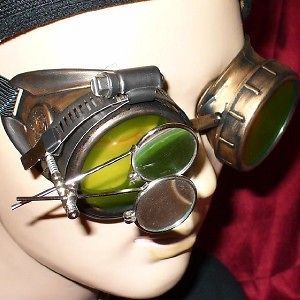Steampunk Goggles Glasses magnifying lens Gold LM