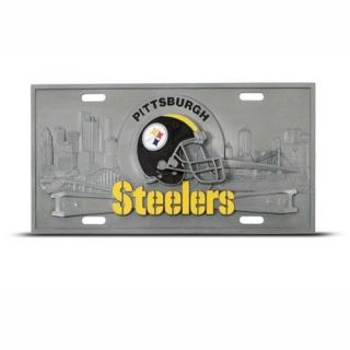 Pittsburgh Steelers Metal Pewter Heavy Duty License Plate Wall Sign Ta