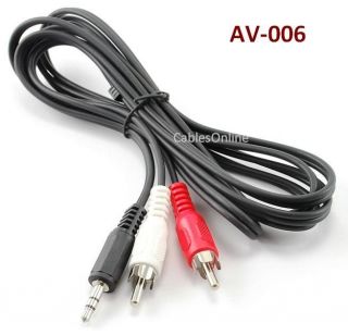 6ft 3.5 mm Stereo Plug to 2RCA Audio Splitter Cable