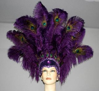 Ostrich Feather Headdress Showgirl Samba Carnival