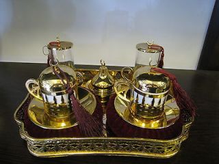 Copper Turkish Coffee&Water&T ea Serving SetARABIC MOSQUE GOLD COLOUR