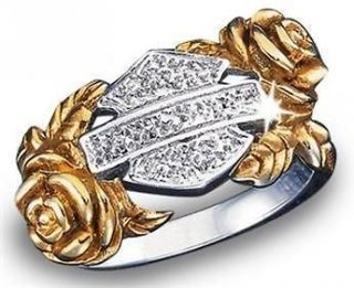 MINT Harley Davidso n Ladies Roses of Freedom Ring 24K GOLD PLATED