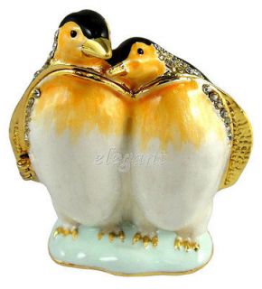 Penguin Pair Crystals Jewellery Jewelry Trinket Box