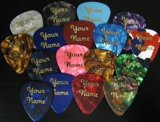 50 Personalised Mixed Guitar Picks, Imprinted with Gold Foil