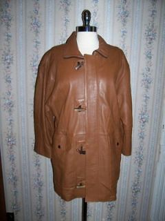 WB PLACE Vtg 60s 70s BROWN SOFT BUCKSKIN LEATHER JACKET Antler Buttons