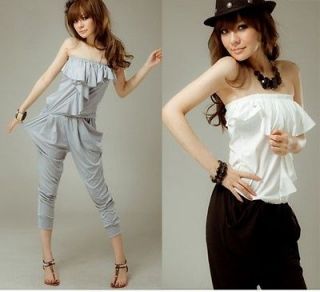 New Womens Strapless Flouncing Jumper Suits Pants Rompers Free Ship