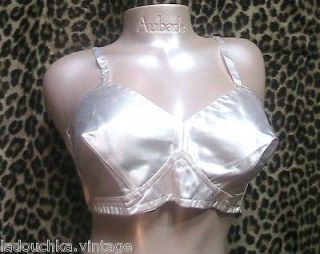 FRENCH 1940s PIN UP BULLET CONE BRA  WHITE SILK SATIN  MADE IN PARIS