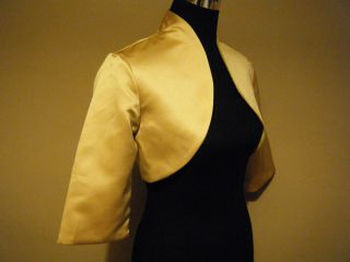 Gold Satin Bolero/Shrug/Jacket/Stole/Tippet 3/4 Length Sleeves