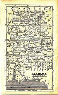 Alabama county map 1853 Phelps original antique cerographic map
