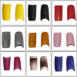 100 Glitter French Acrylic Nail Tips & Storage Box 28 Stunning Colours