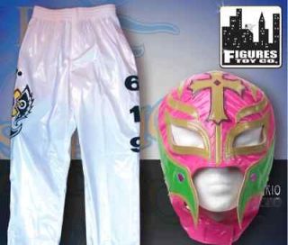 WWE Rey Mysterio Pink Rep Kid Size Mask & White Pants
