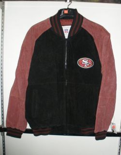 NFL Licensed San Francisco 49ers Suede Leather Varsity Jacket Coat M L