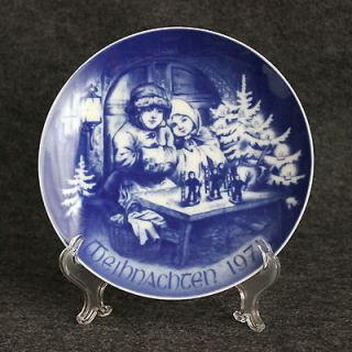 Vintage 1971 Christmas Plate Bareuther Porcelain Bavaria Germany Blue