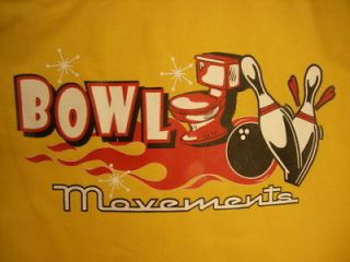 BOWL MOVEMENTS Gold /Black retro bowling shirt FUNNY