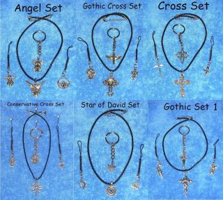 ANGEL CROSS Necklace Set GOTHIC celtic SPIRITUAL Star DAVID ANIMAL