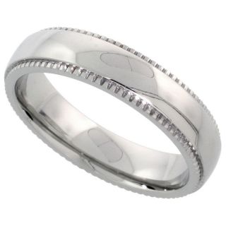 5mm Stainless Steel Milgrain Comfort Fit Dome Band Ring rss155