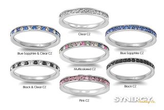 Stackable Eternity Ring 3MM   CZ   Stainless Steel   Sizes 4 to 10