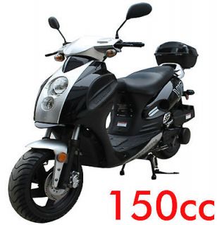 New Jet Black 150cc Gas Moped Scooter 12 Tires 10Hp ABS Brakes Free