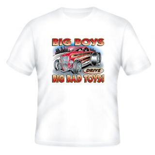 Automotive short sleeve T shirt Big boys drive big bad toys car drag