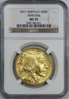 2011 American Buffalo Gold $50 One Ounce MS 70 NGC 9999 Fine