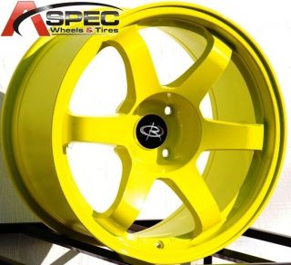 17x9 9 5 Staggered Rota Grid Wheels 4x114 3 Rims 12mm Yellow Fits